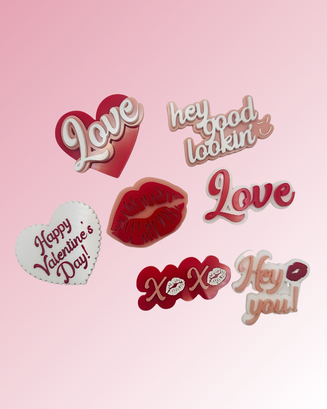 Valentine Day Cupcake Charms/toppers - Set of 7