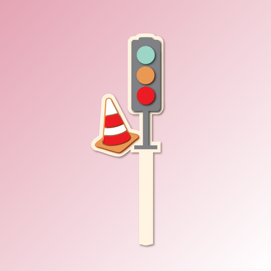 Traffic Light & Cone Acrylic Cake Topper/Plaque
